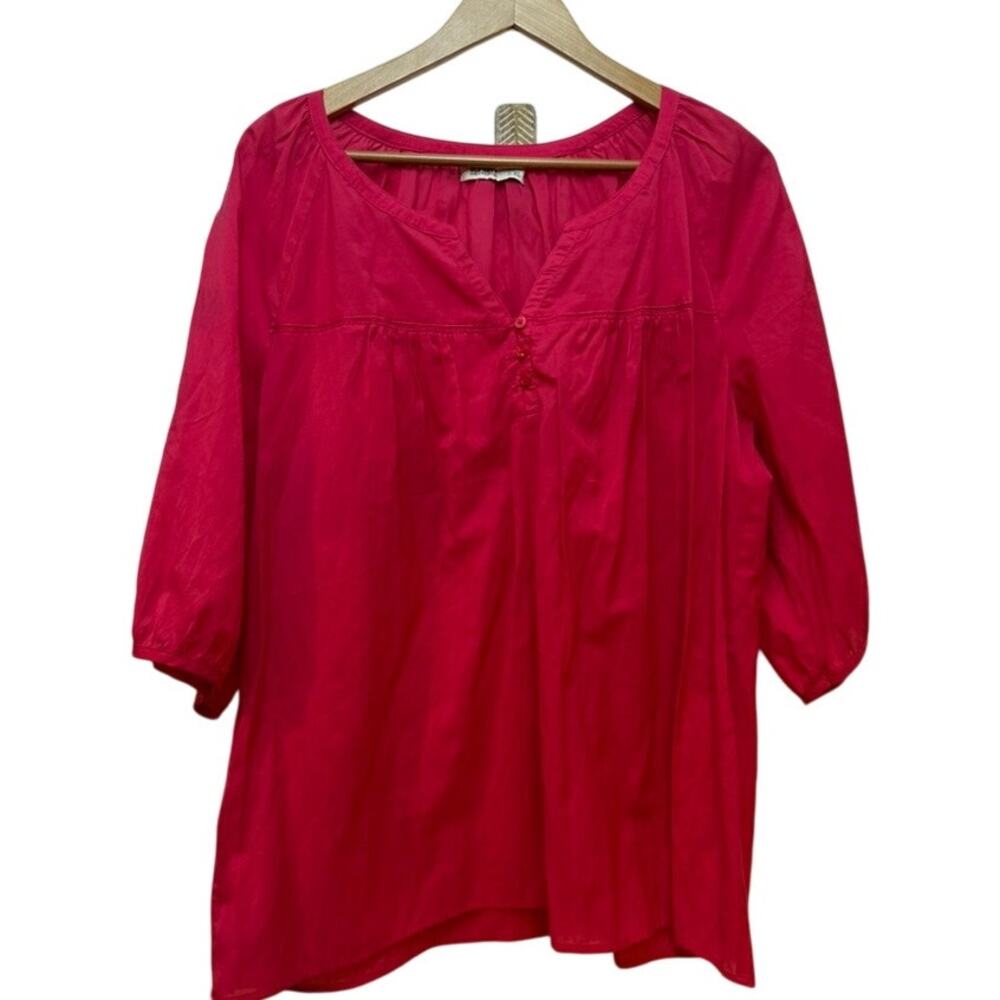 Old Navy Women's Peasant Blouse Pink XL 3/4‎ Sleeve Button Front Casual Top